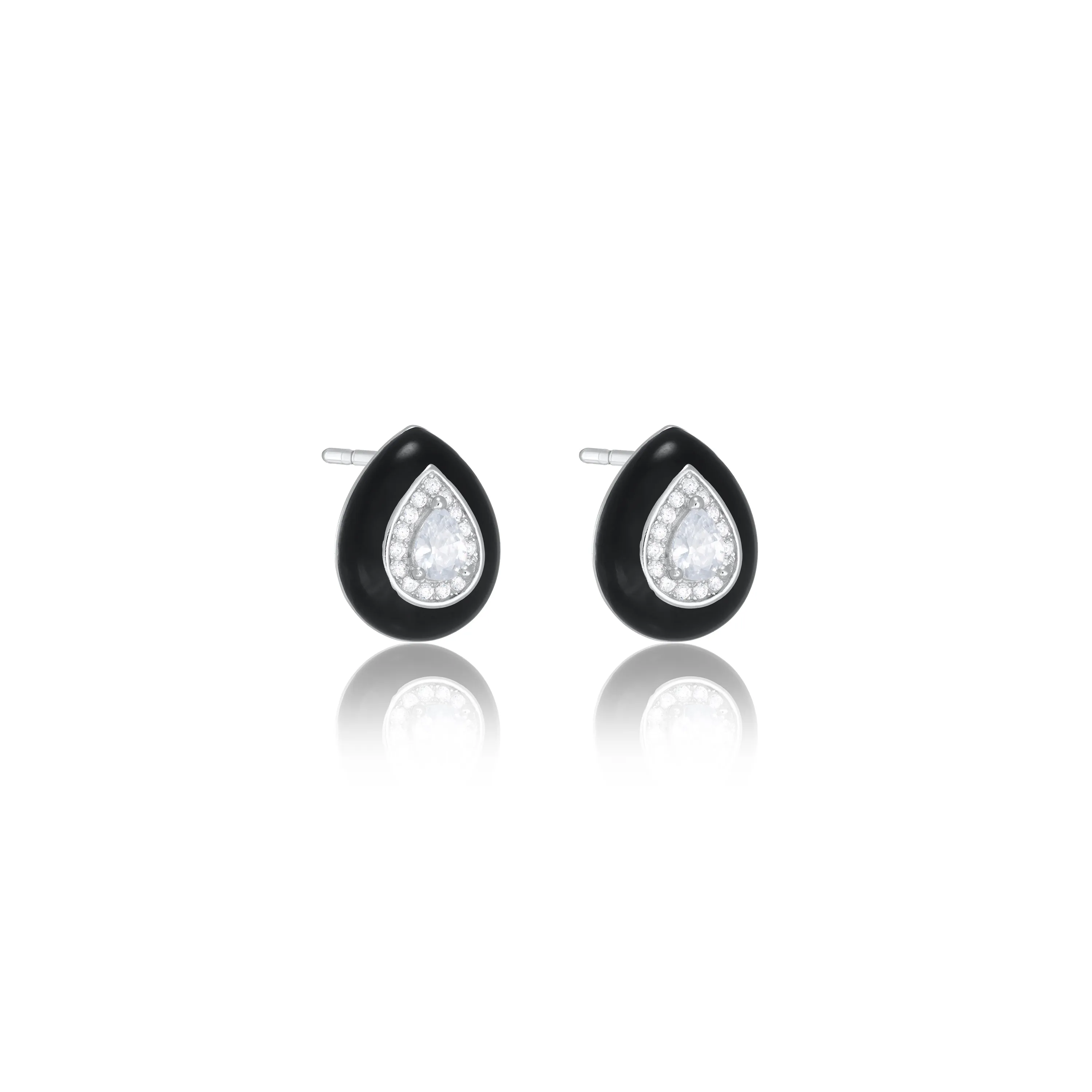 Teardrop With Enamel Stud Earrings