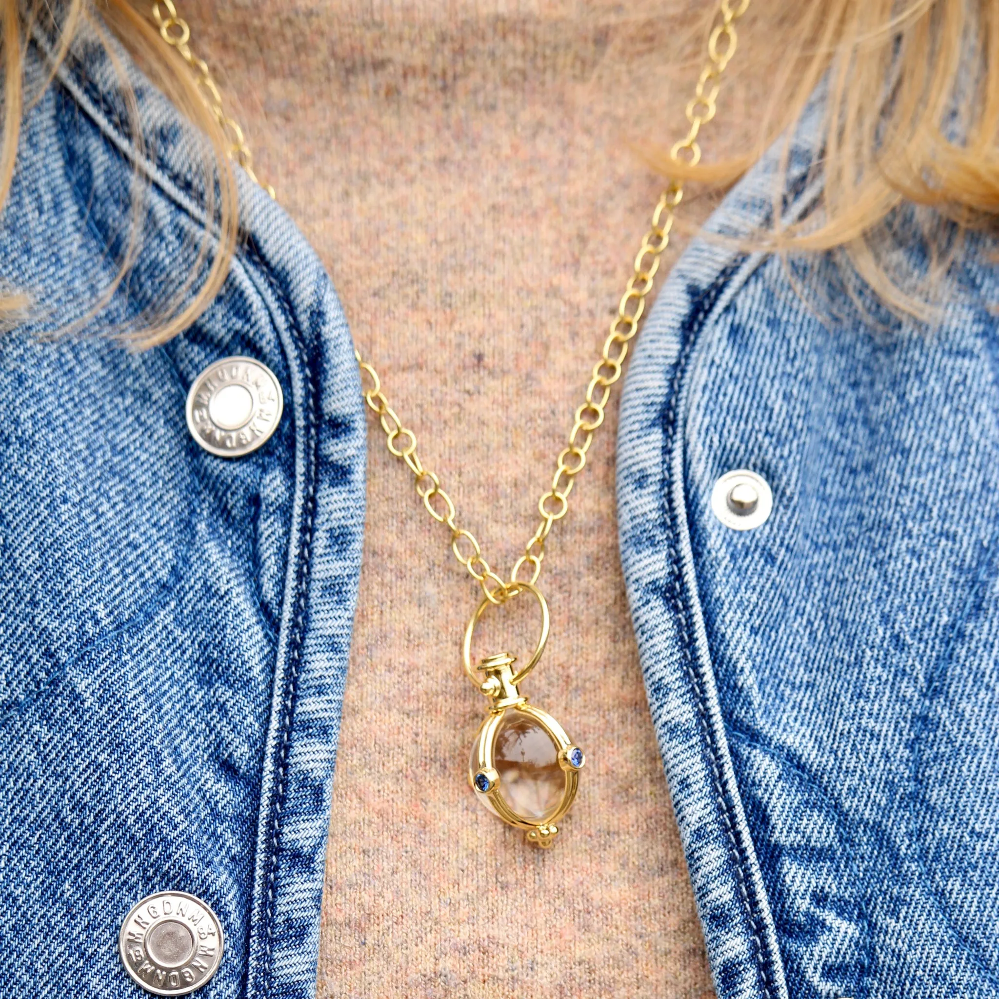 Temple St. Clair Sapphire Round Rock Crystal Amulet