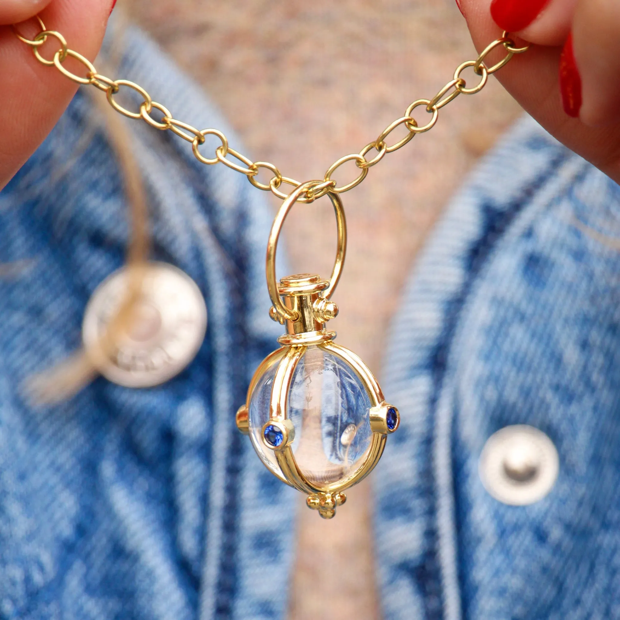 Temple St. Clair Sapphire Round Rock Crystal Amulet