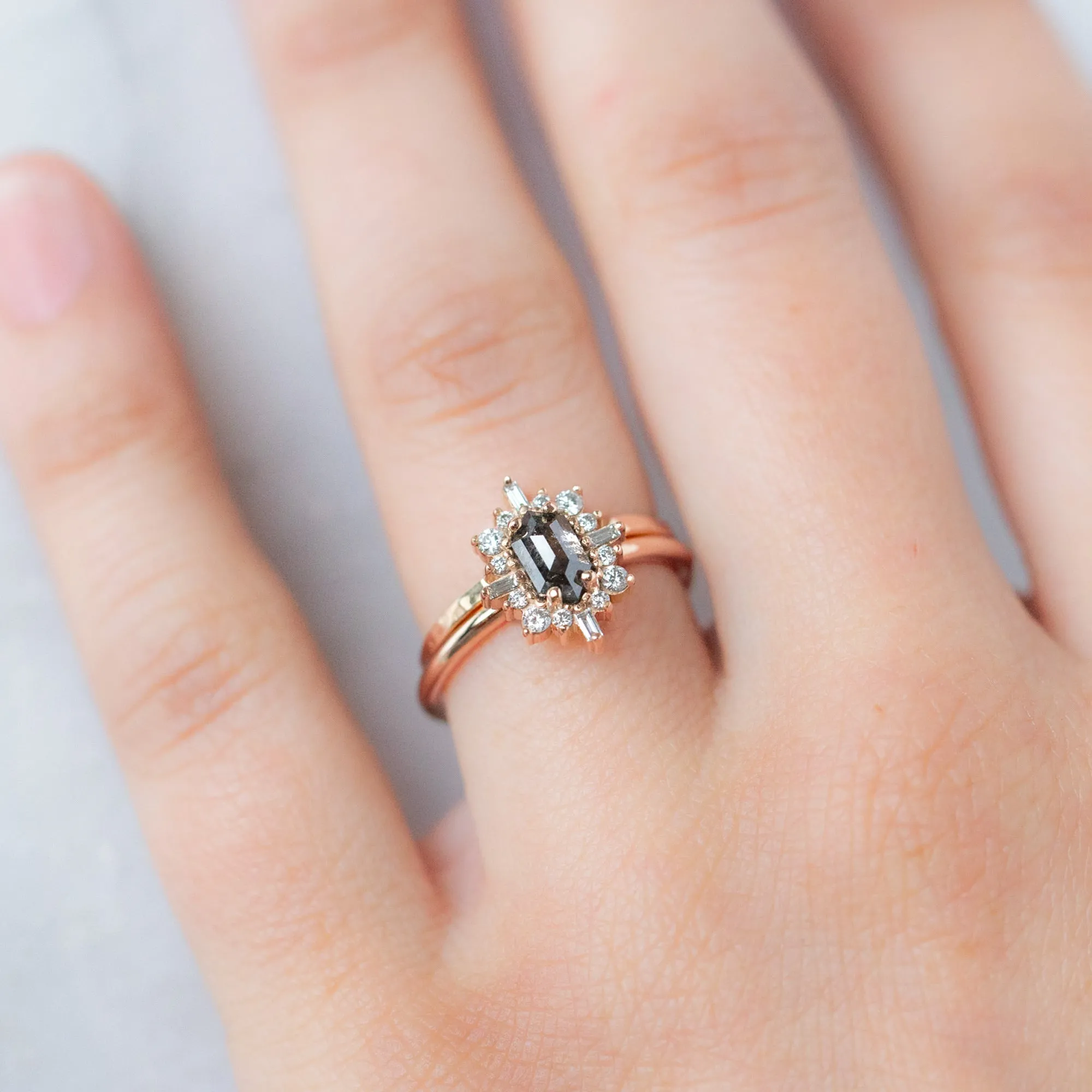 The Hammered Gold Stacking Wedding Ring | in 14K Rose Gold