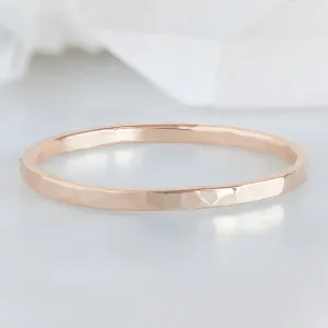The Hammered Gold Stacking Wedding Ring | in 14K Rose Gold