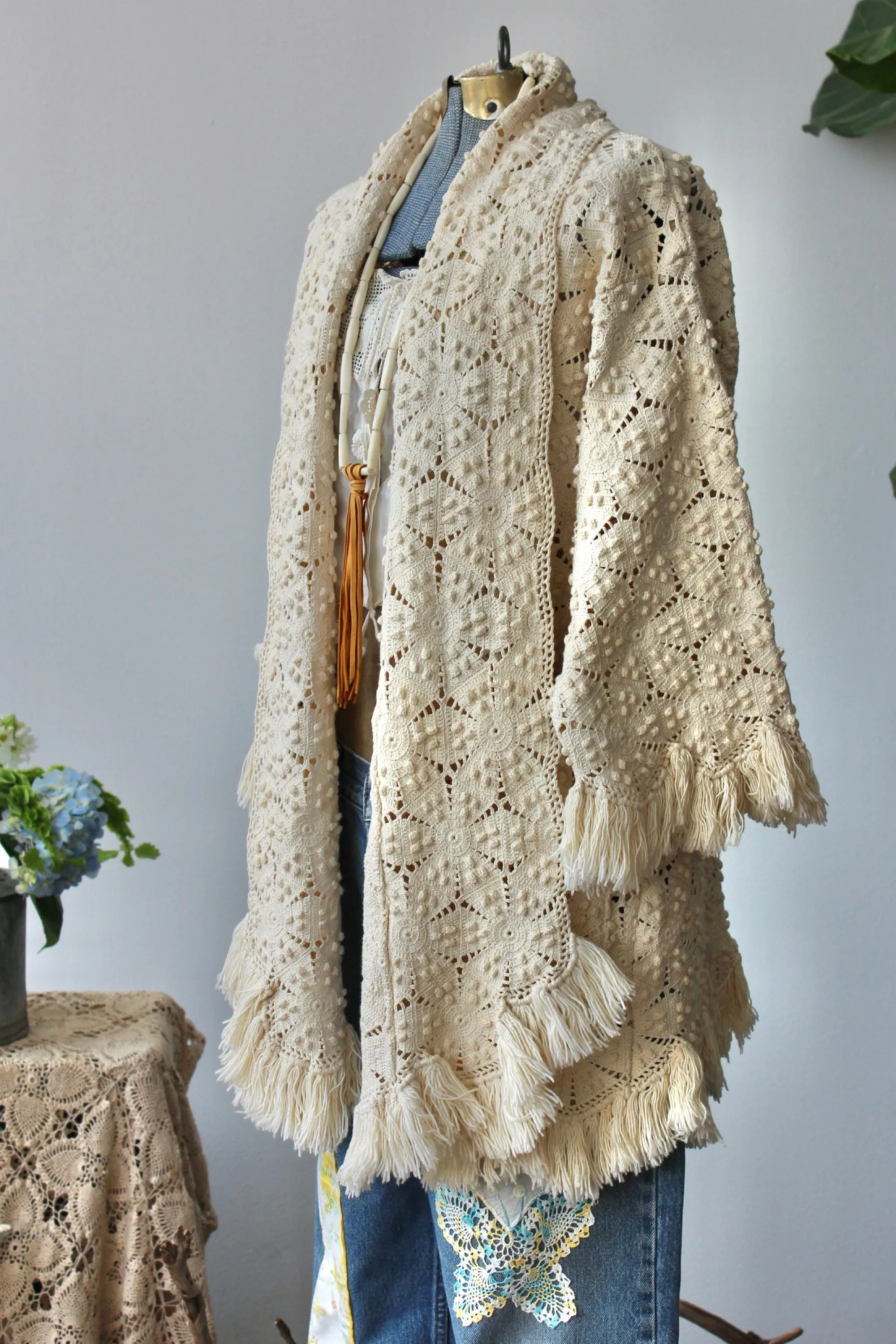 The Highlands Foundry Popcorn Heirloom Crochet Coat THF74
