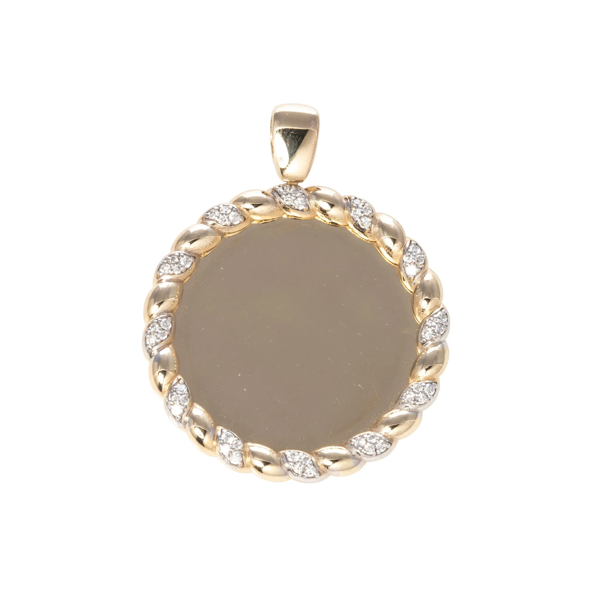 The Mary Diamond Accent Rope Edge Disc Pendant