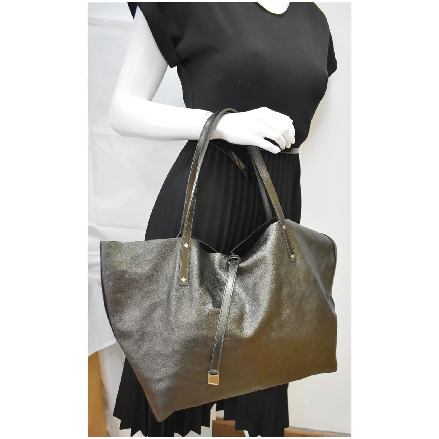 Tiffany & Co. Metallic Reversible Leather Tote Bag Bronze