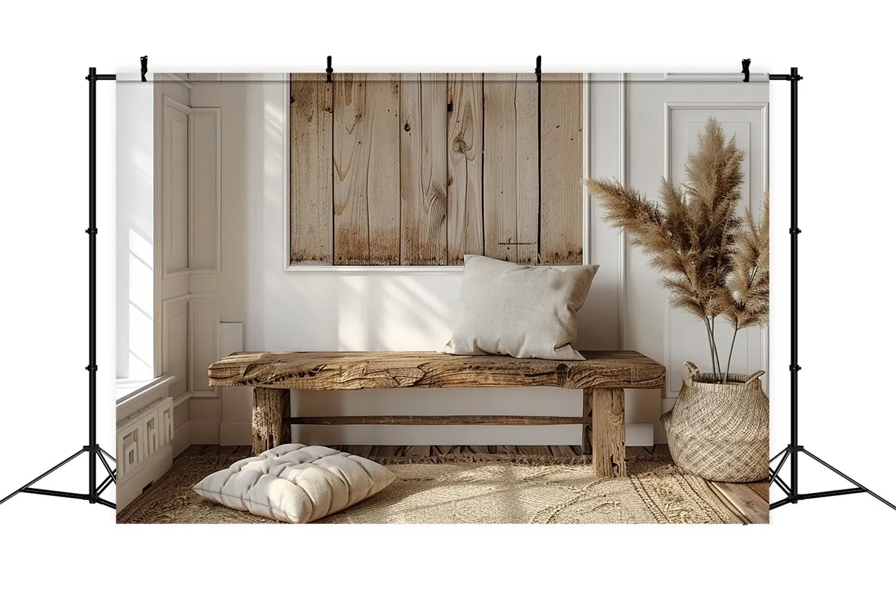 Toile de fond Banc en bois simple bohème naturel BRP10-82