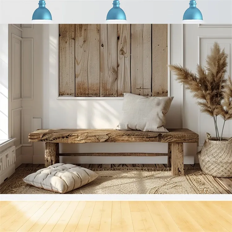 Toile de fond Banc en bois simple bohème naturel BRP10-82