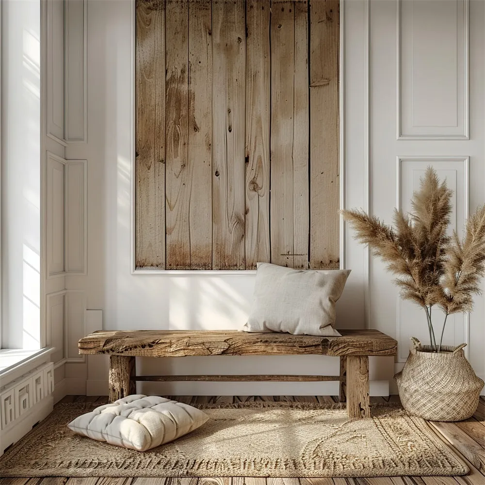 Toile de fond Banc en bois simple bohème naturel BRP10-82
