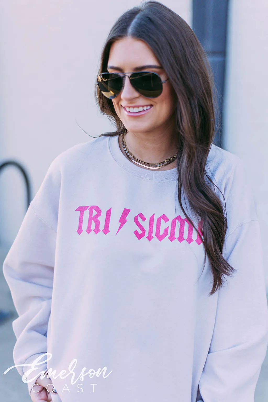 Tri Sigma Hot Pink Lightning Bolt Sweatshirt