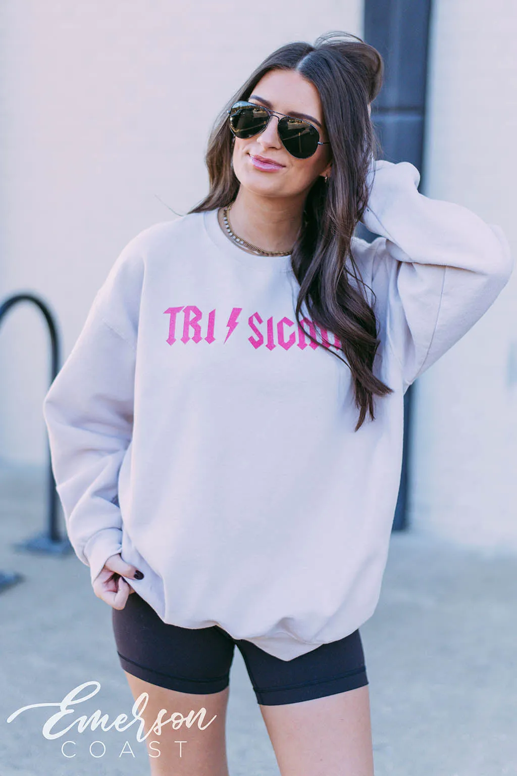 Tri Sigma Hot Pink Lightning Bolt Sweatshirt