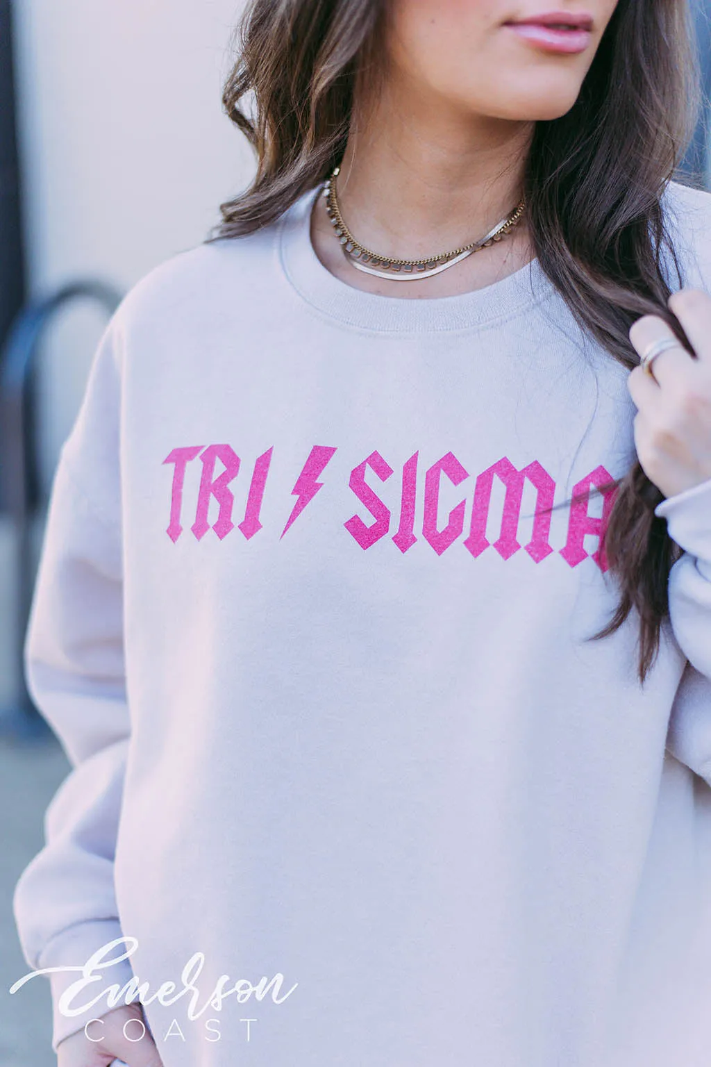 Tri Sigma Hot Pink Lightning Bolt Sweatshirt