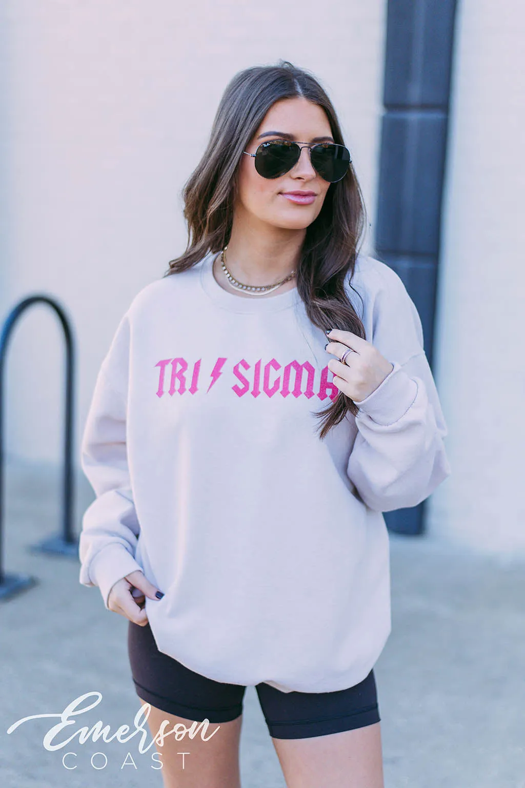 Tri Sigma Hot Pink Lightning Bolt Sweatshirt