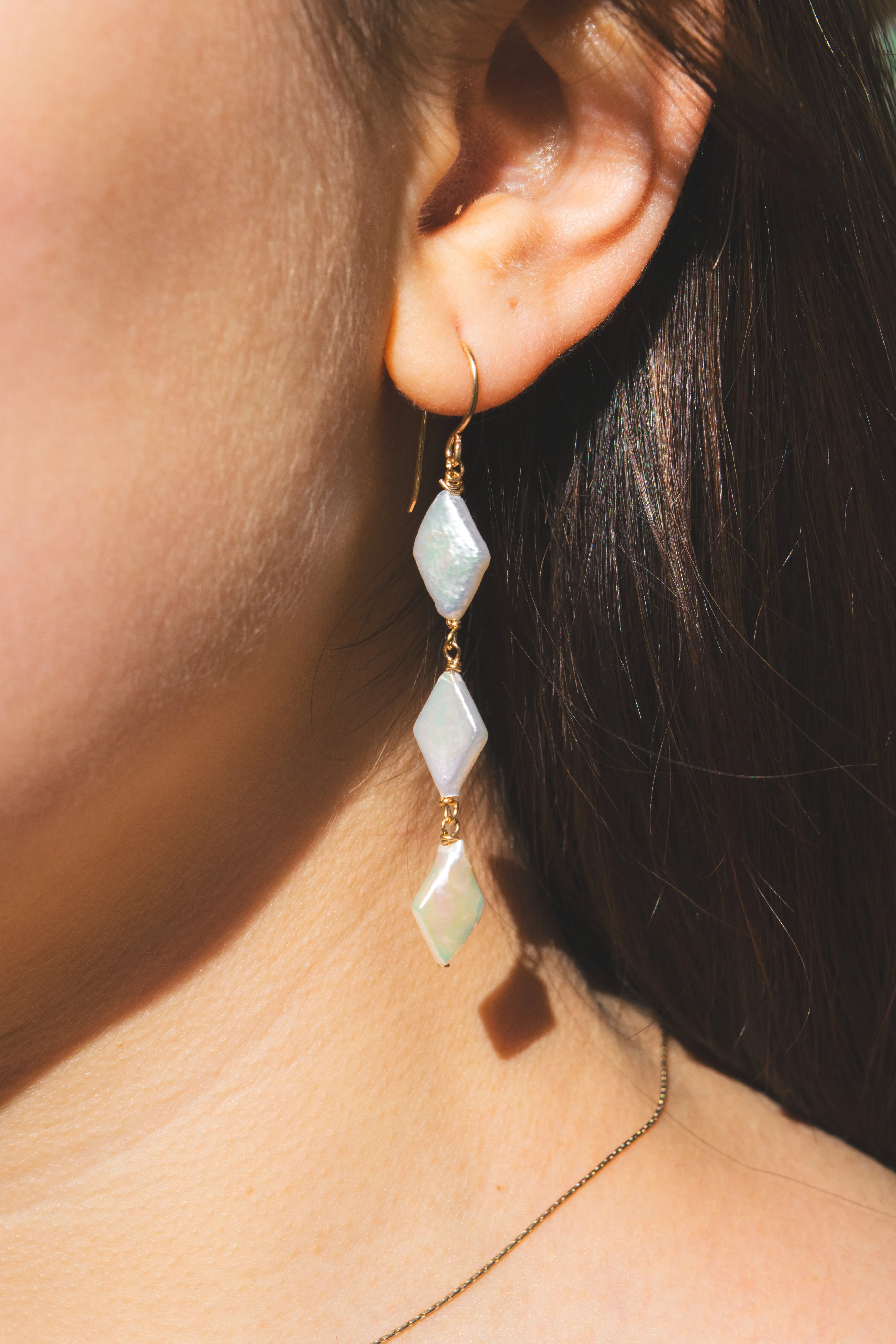 Triple Pearl Drop Earrings