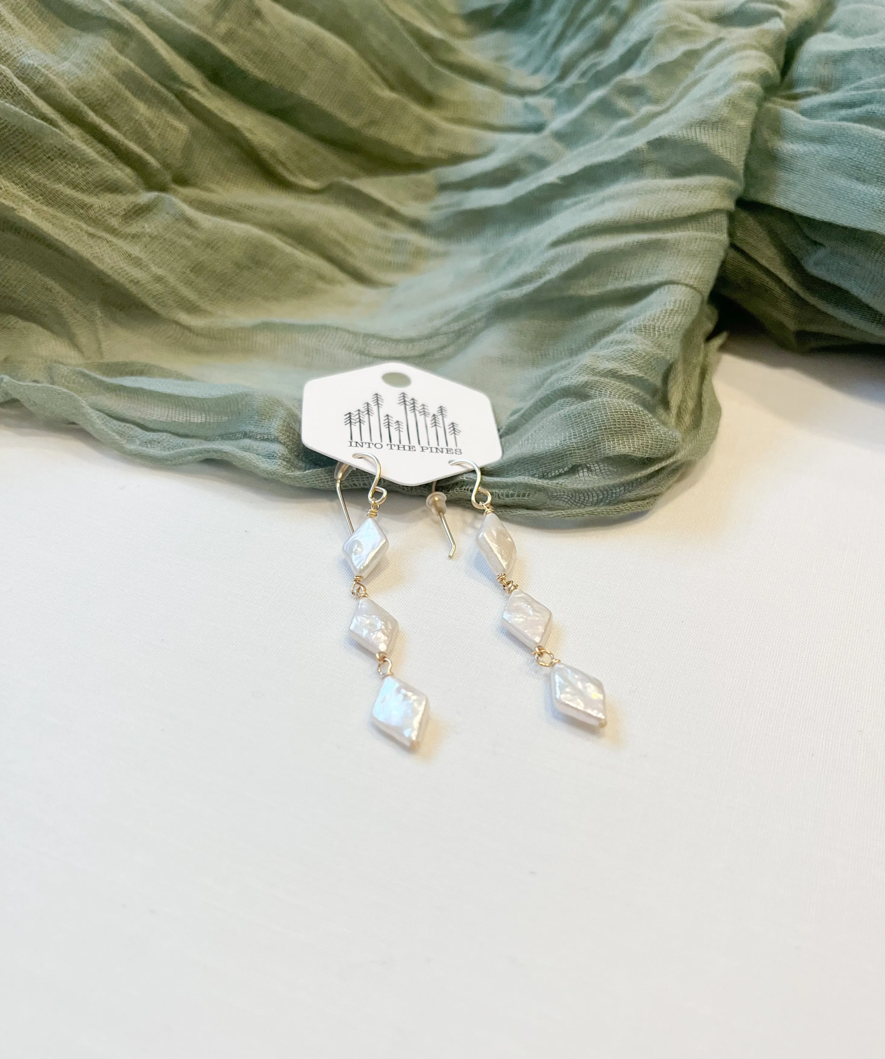 Triple Pearl Drop Earrings