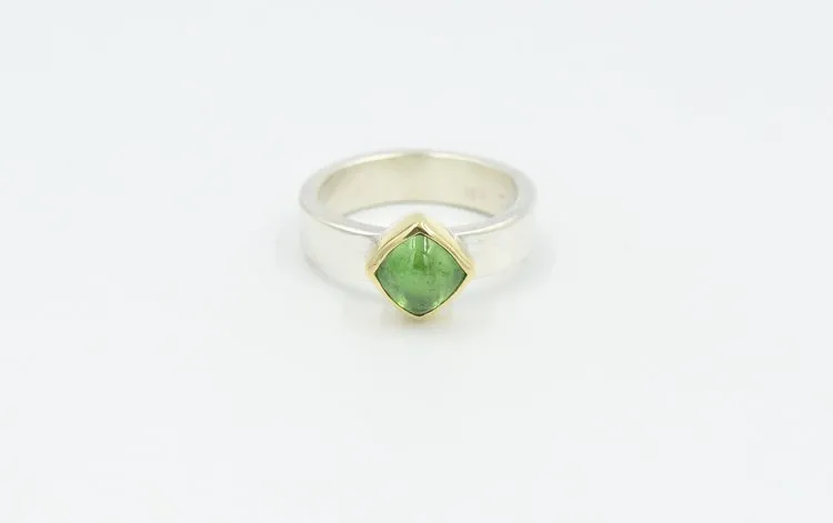 Tsavorite Garnet - Mixed Metals Ring