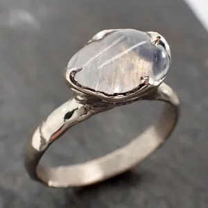 tumbled Moonstone White Gold Ring Gemstone Solitaire recycled 14k statement cocktail statement 2969