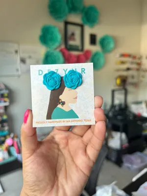 Turquoise rose stud