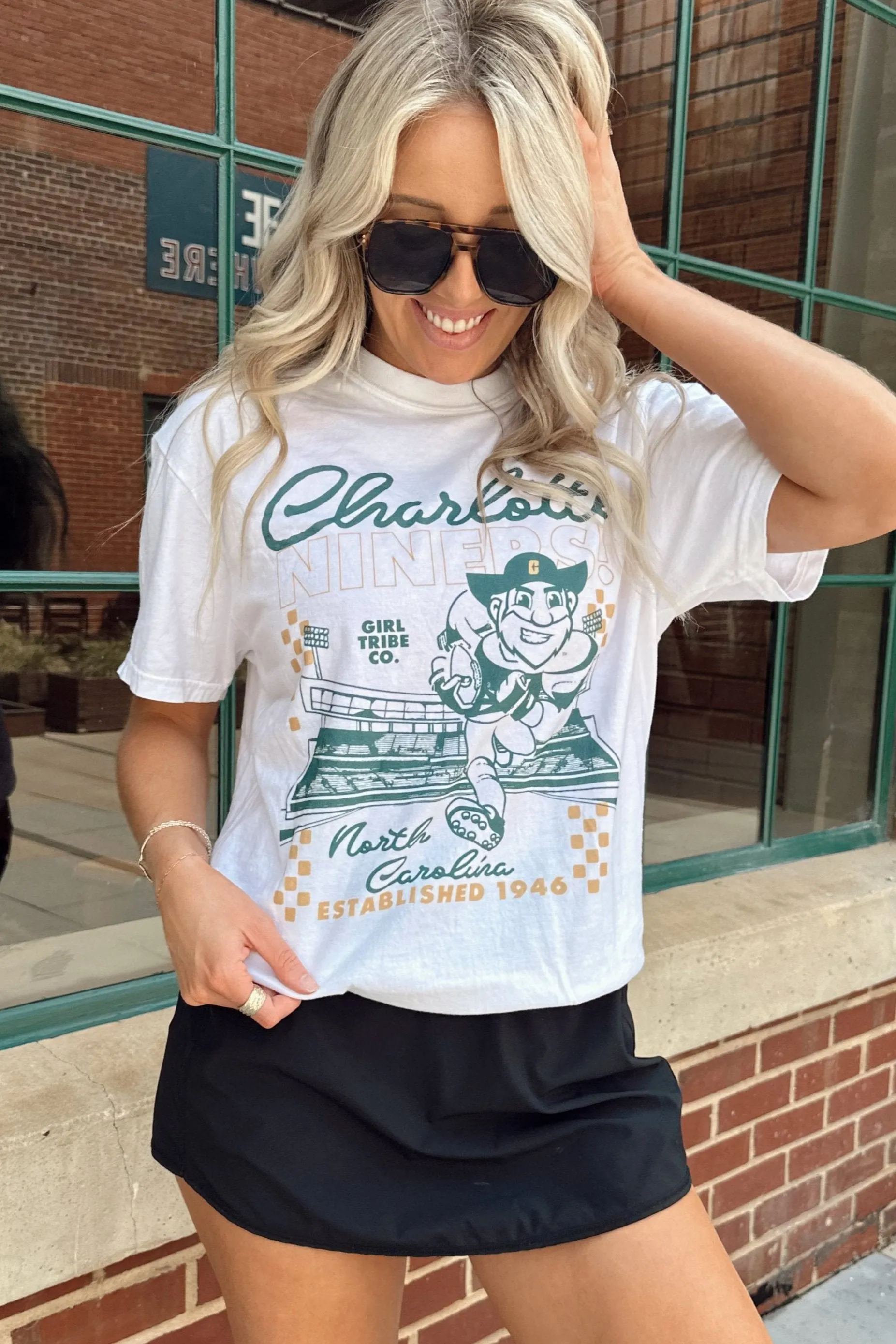 University of North Carolina at Charlotte: Niners Checkered Tee In White