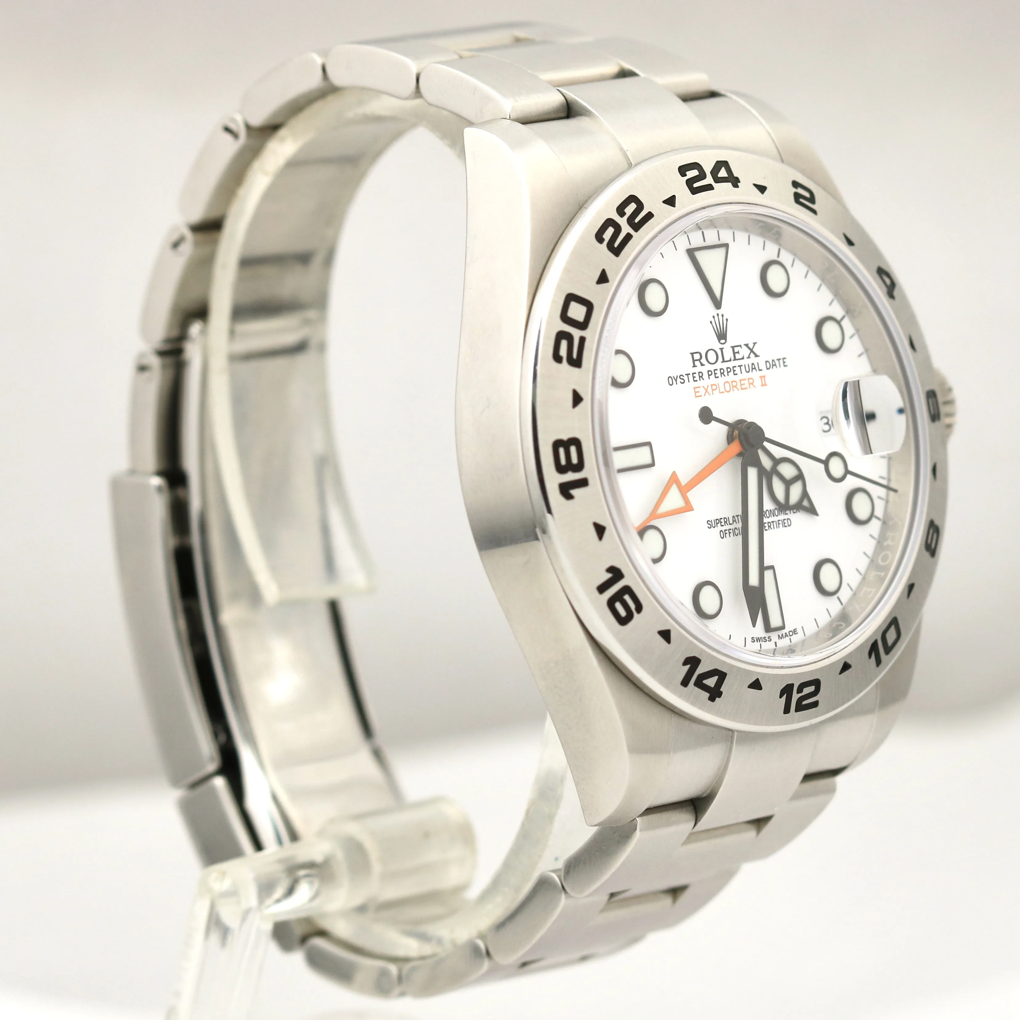 UNPOLISHED 2018 Rolex Explorer II 42mm 216570 Polar White Orange GMT Watch BP