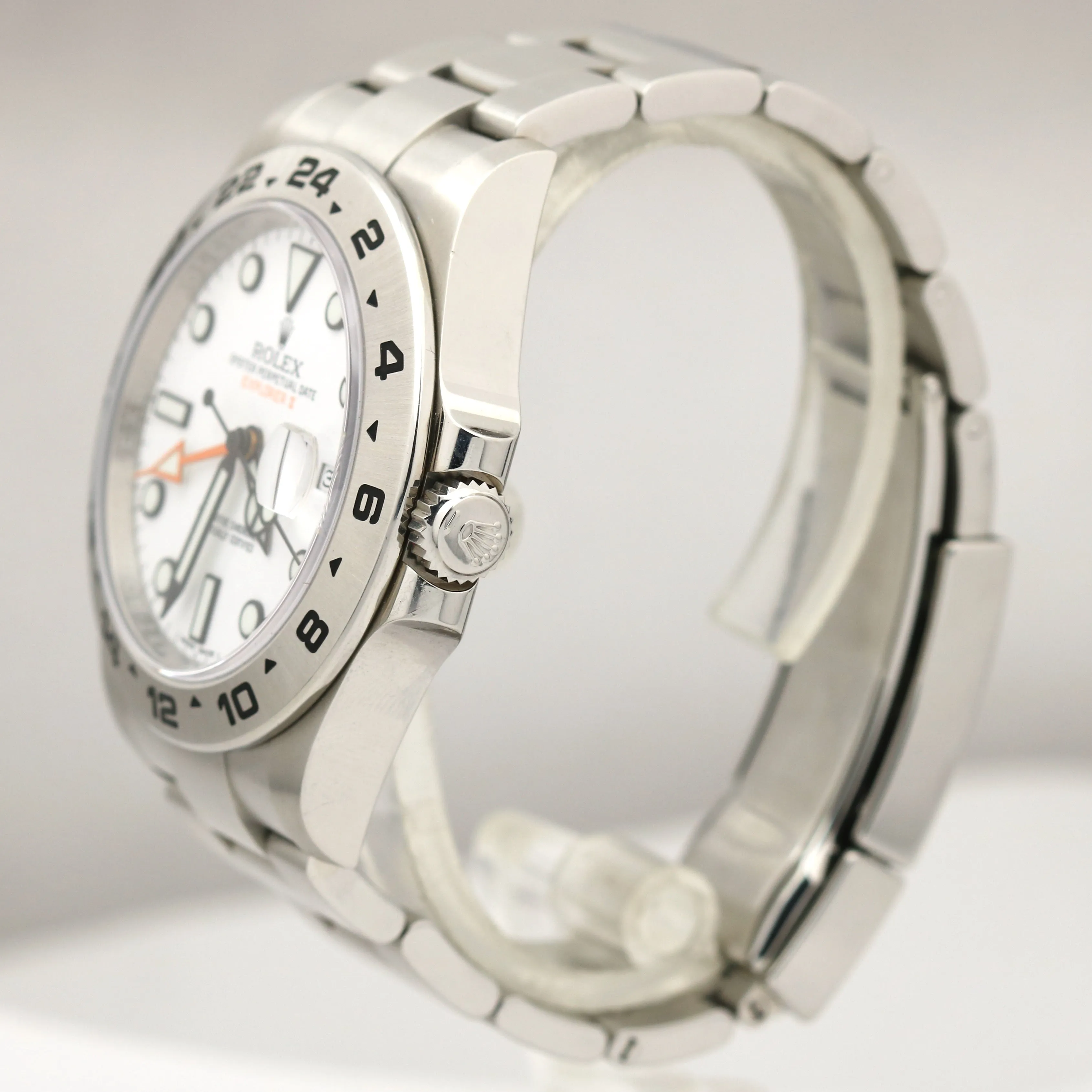 UNPOLISHED 2018 Rolex Explorer II 42mm 216570 Polar White Orange GMT Watch BP