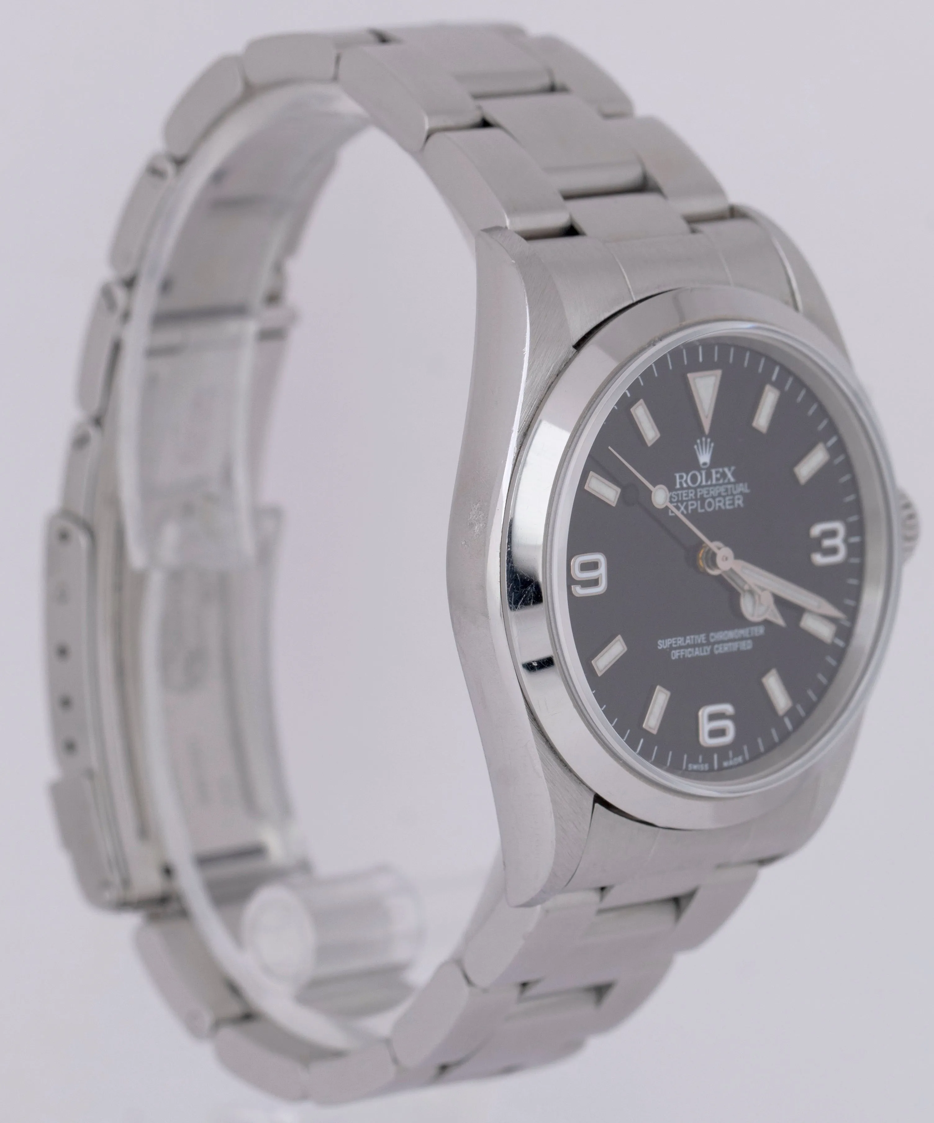 UNPOLISHED Rolex Explorer I PAPERS Black 36mm 3-6-9 Steel Oyster Watch 14270 B P