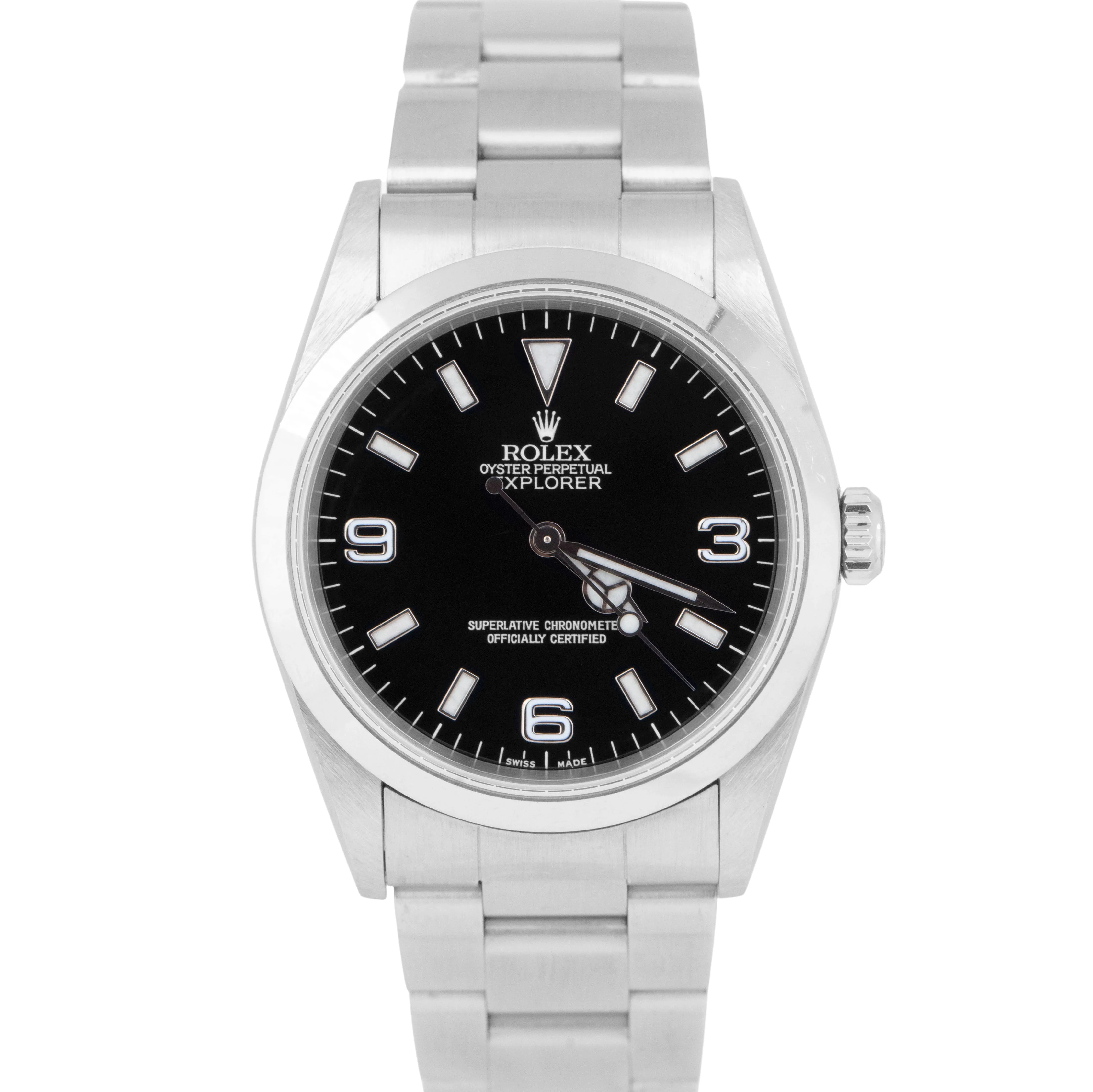 UNPOLISHED Rolex Explorer I PAPERS Black 36mm 3-6-9 Steel Oyster Watch 14270 B P
