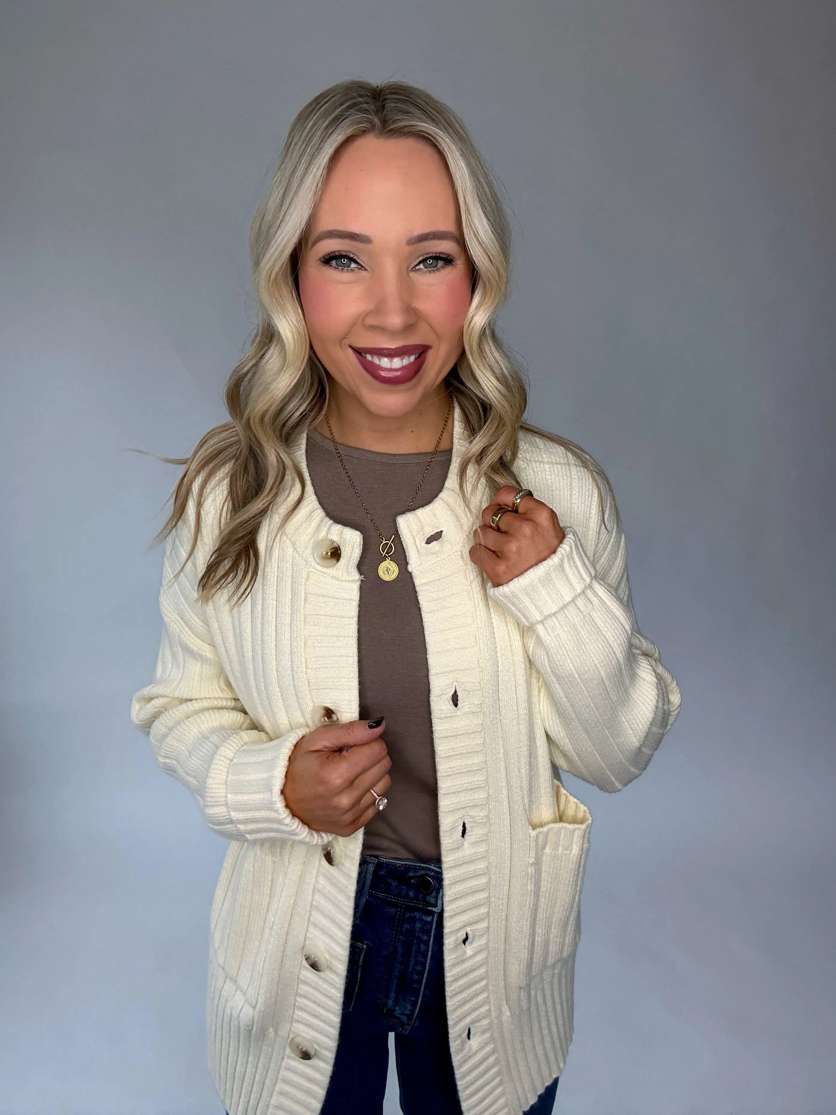 VARLEY Pensdale Relaxed Knit Cardigan - Egret