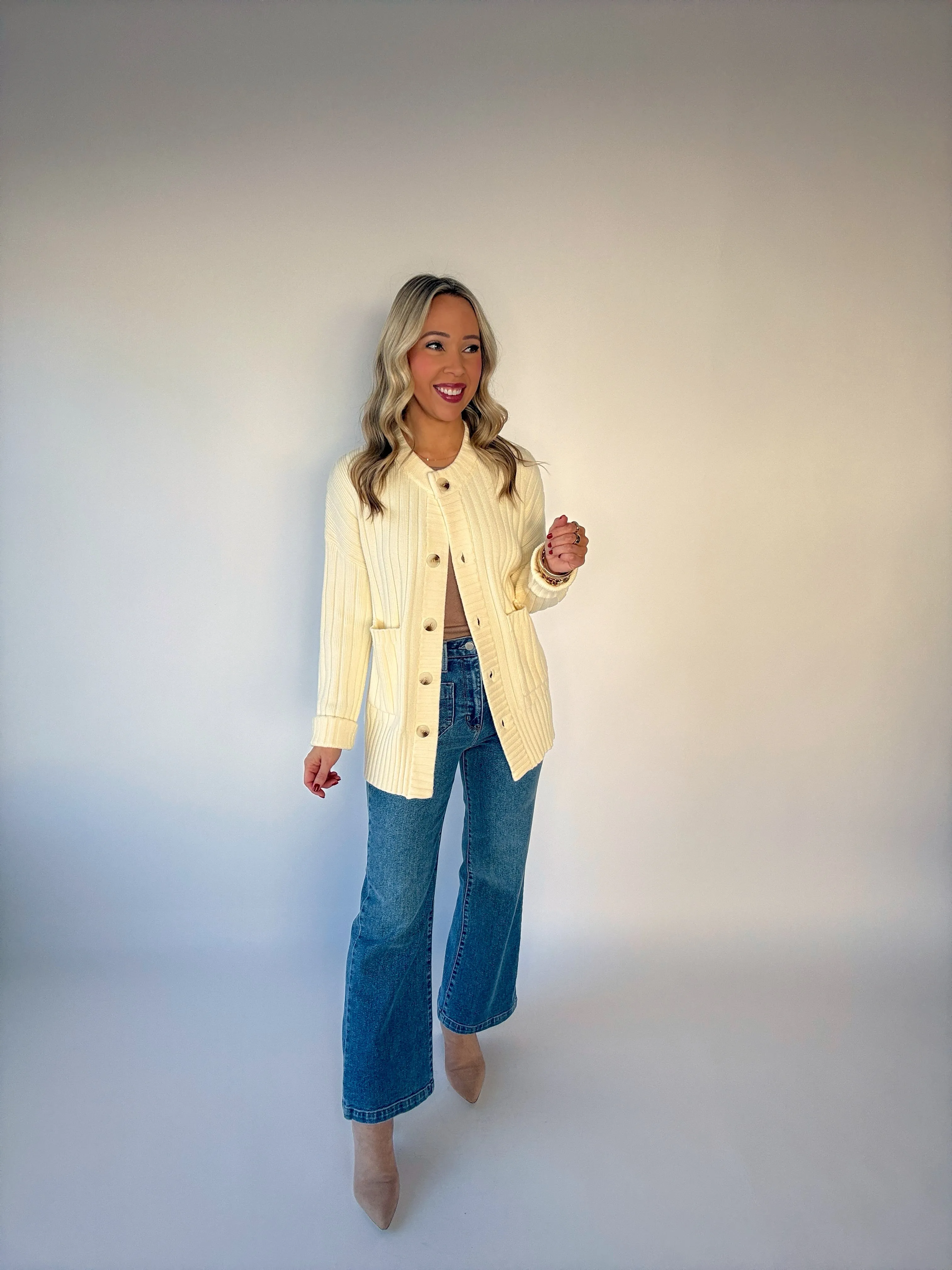 VARLEY Pensdale Relaxed Knit Cardigan - Egret