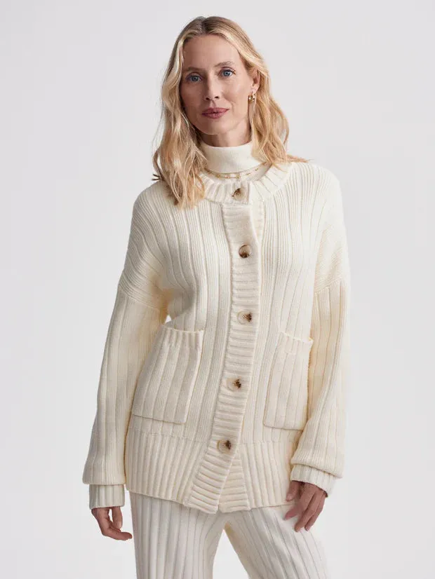 VARLEY Pensdale Relaxed Knit Cardigan - Egret