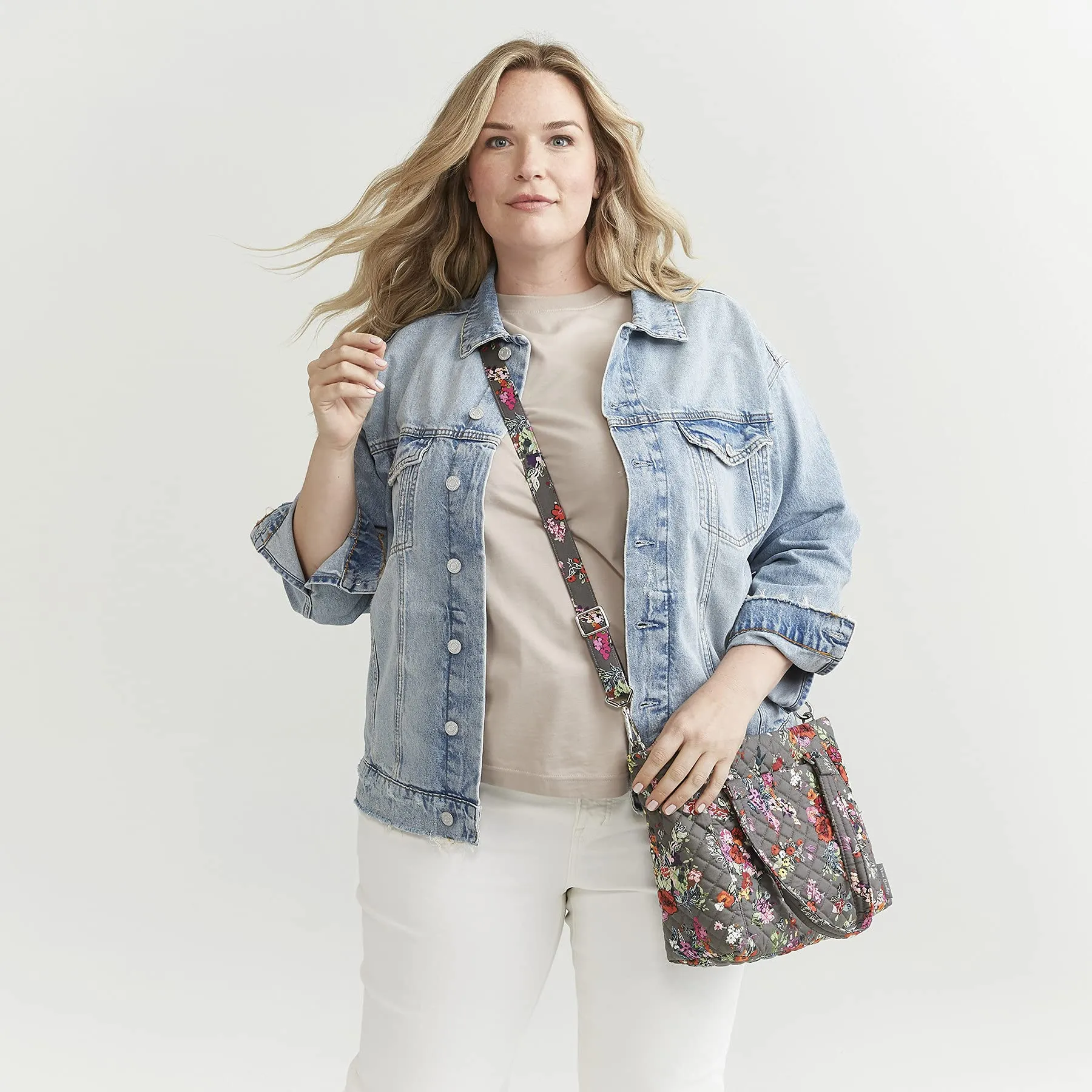 Vera Bradley Women's Cotton Multi-Strap Shoulder Satchel Purse, Island Garden - Recycled Cotton, One Size
