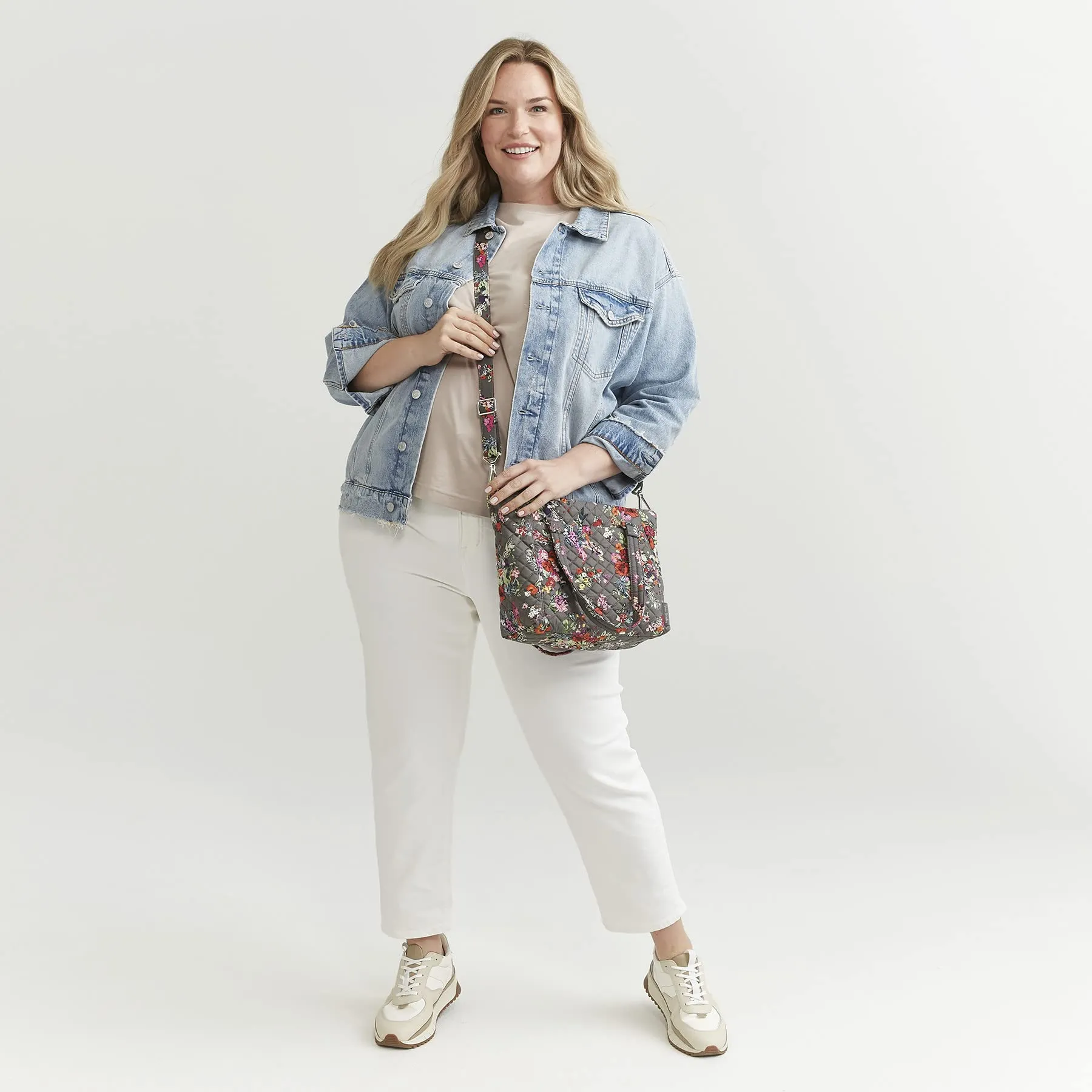 Vera Bradley Women's Cotton Multi-Strap Shoulder Satchel Purse, Island Garden - Recycled Cotton, One Size