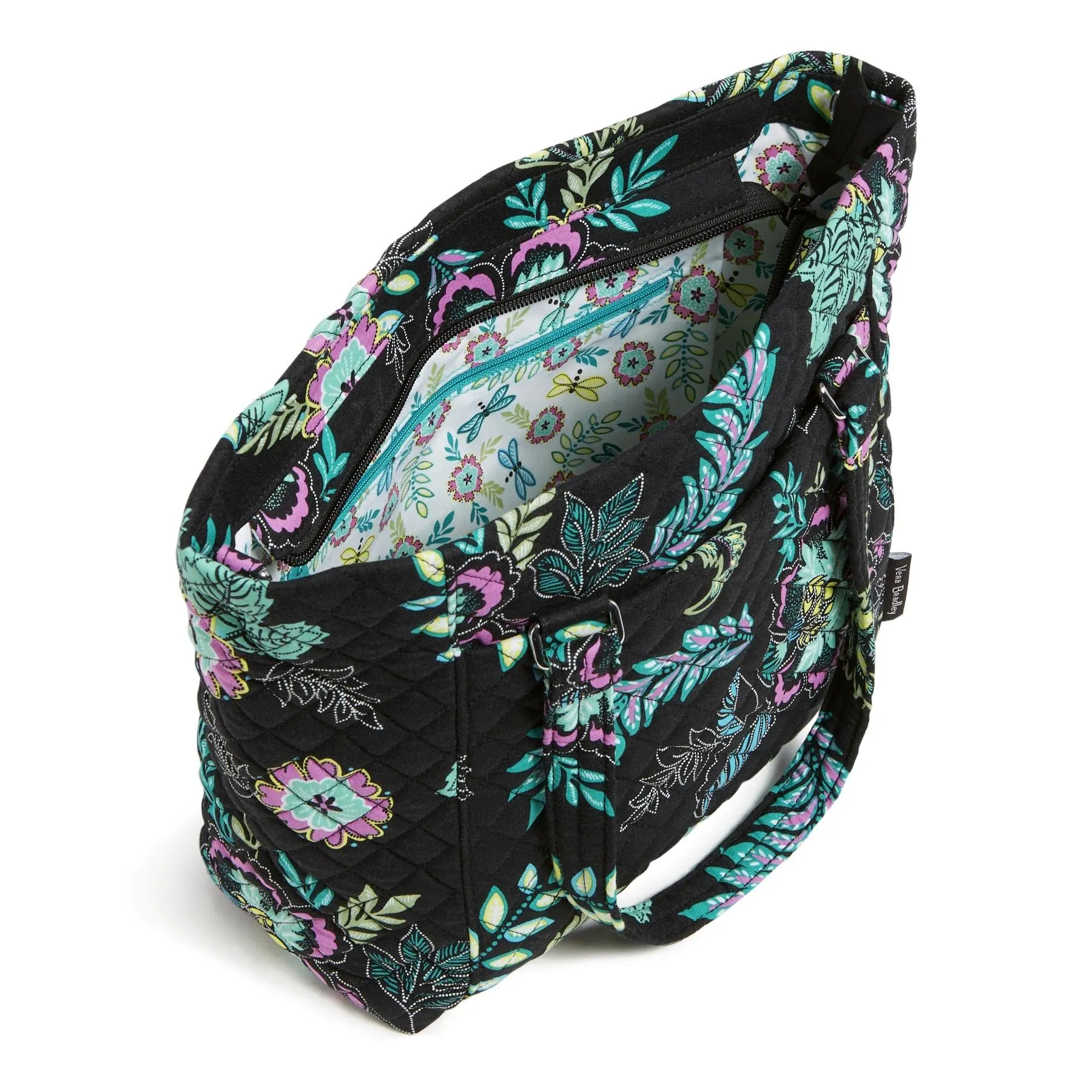 Vera Bradley Women's Cotton Multi-Strap Shoulder Satchel Purse, Island Garden - Recycled Cotton, One Size