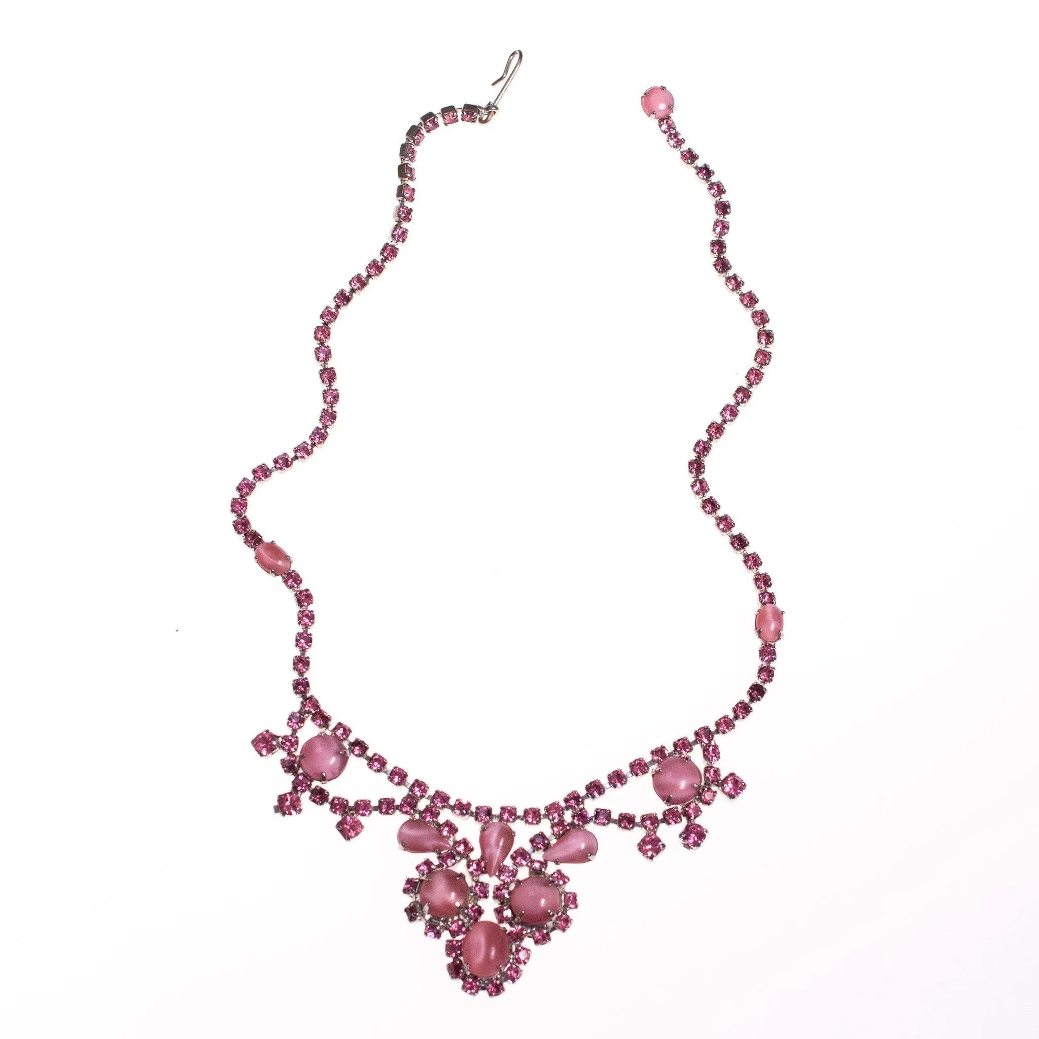 Vintage Pink Rhinestone Statement Necklace