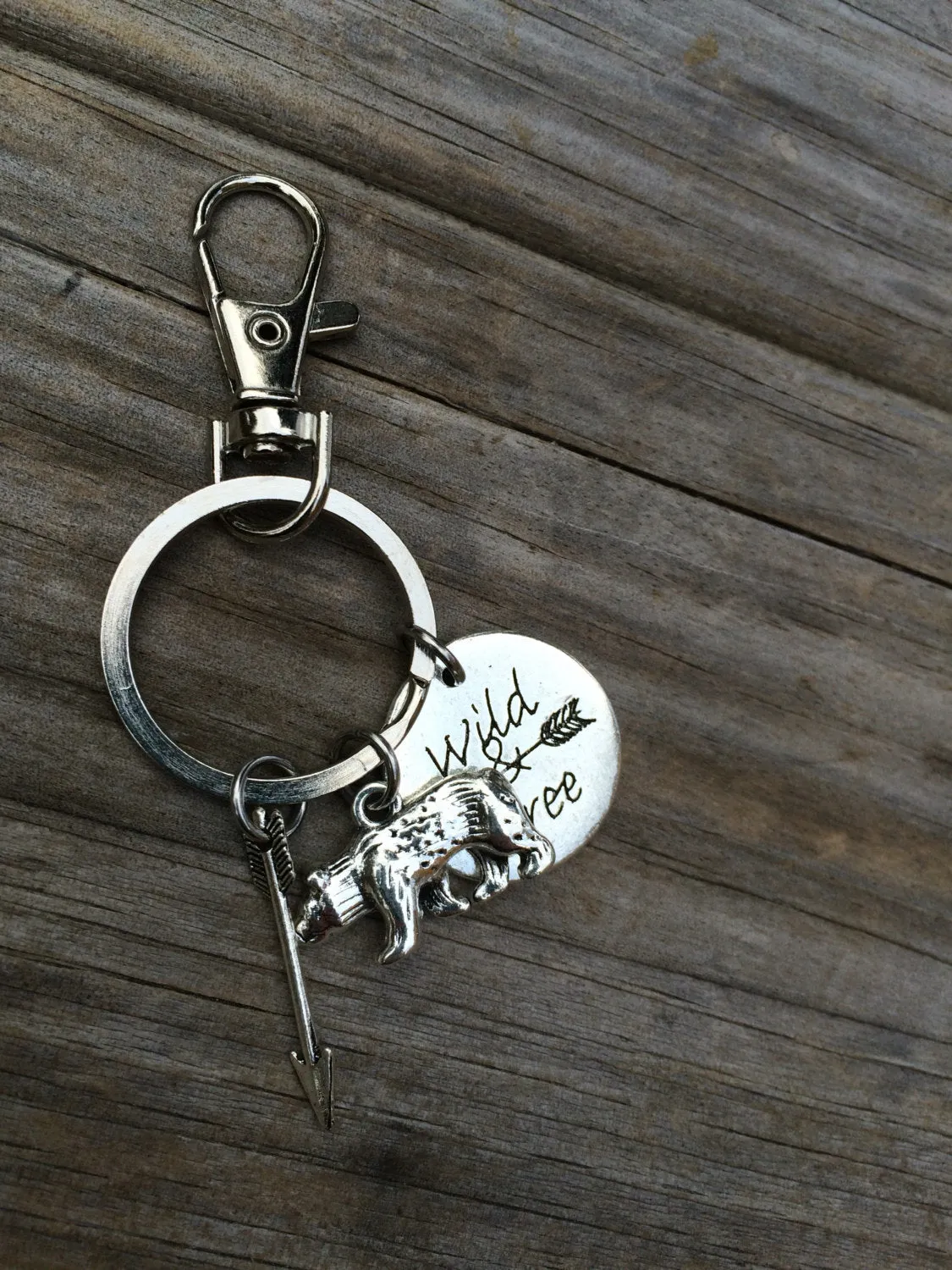 Wild and Free Bear Charm Keychain