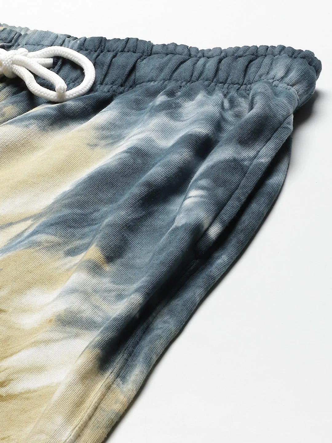 Women Navy Blue & Olive Green Tie & Dye Relaxed Joggers
