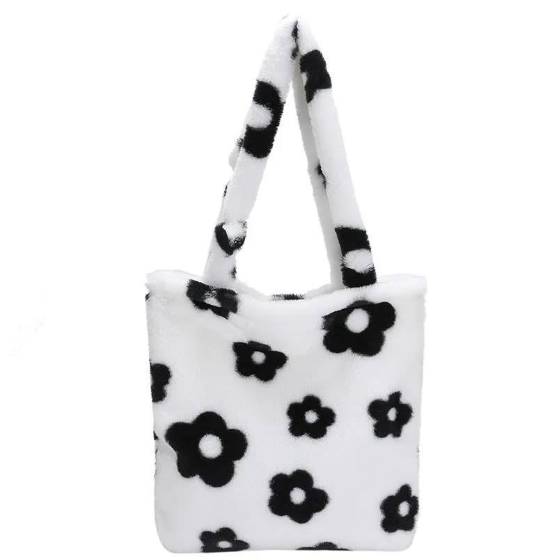 Women's & Men's Simple Large Capacity Totes Early Spring Plush Shoulder Bags