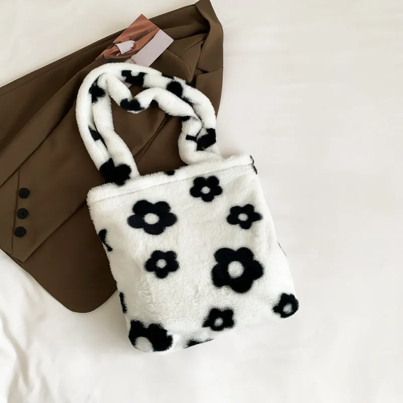 Women's & Men's Simple Large Capacity Totes Early Spring Plush Shoulder Bags