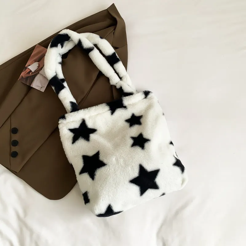 Women's & Men's Simple Large Capacity Totes Early Spring Plush Shoulder Bags