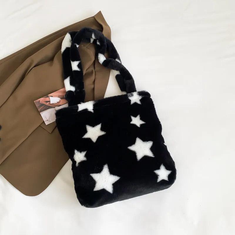 Women's & Men's Simple Large Capacity Totes Early Spring Plush Shoulder Bags