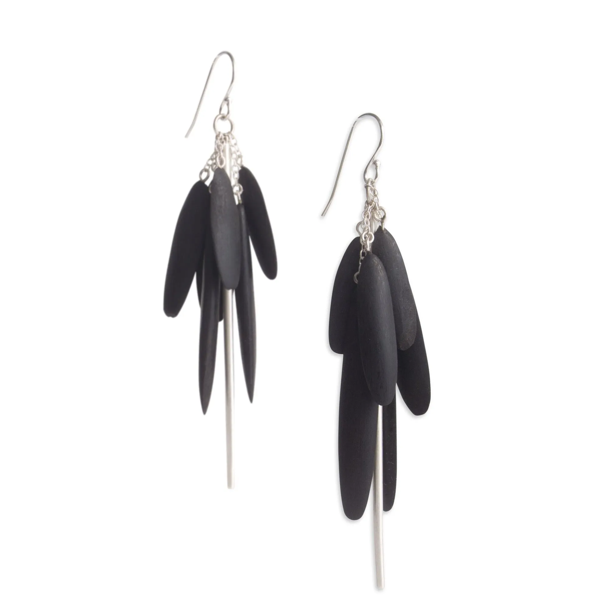 wood tassle & spicula earrings
