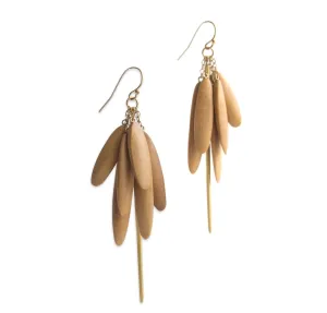 wood tassle & spicula earrings