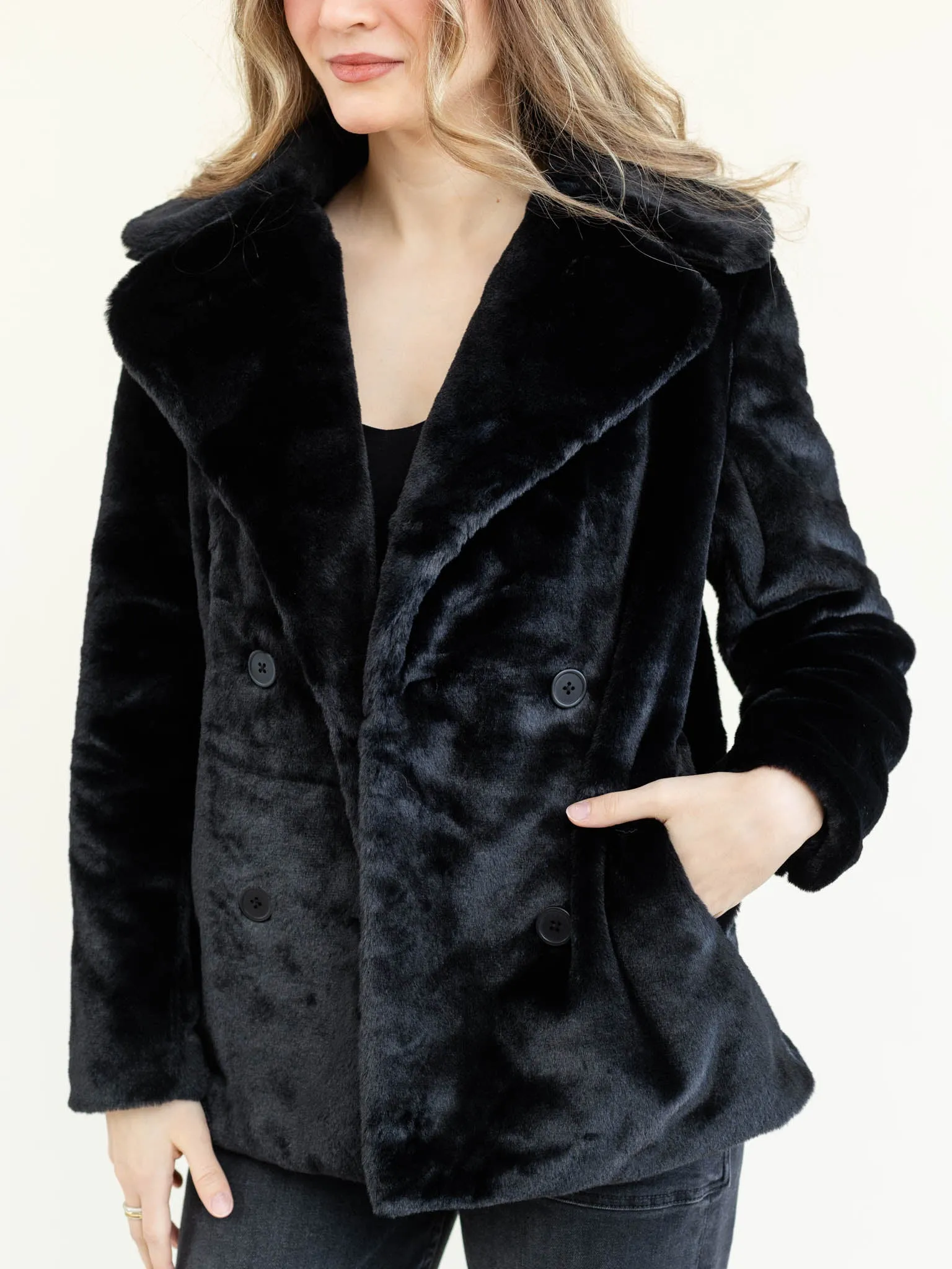 Z Supply Gem Double Breasted Fur Coat