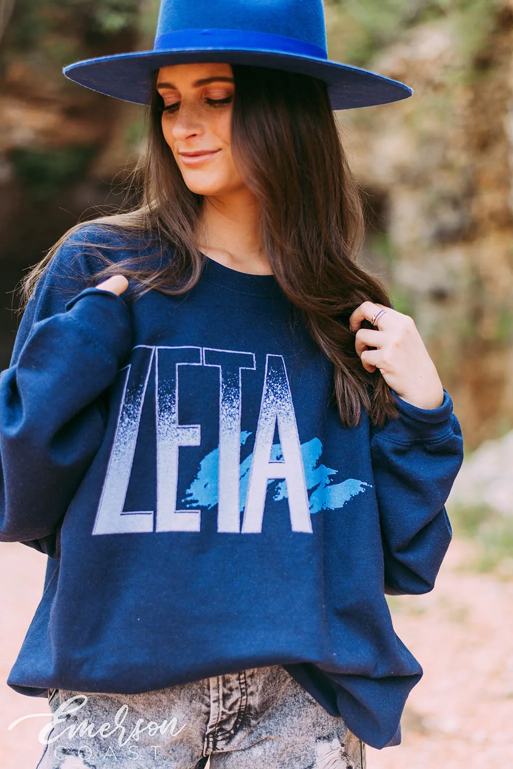 Zeta Tau Alpha Navy Oversized Sweatshirt