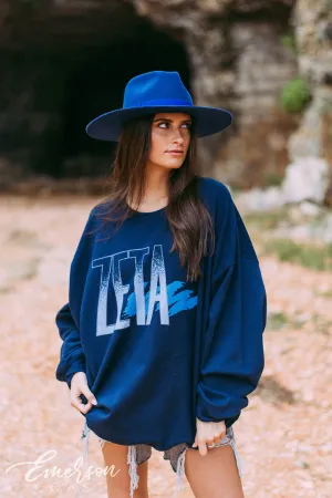 Zeta Tau Alpha Navy Oversized Sweatshirt