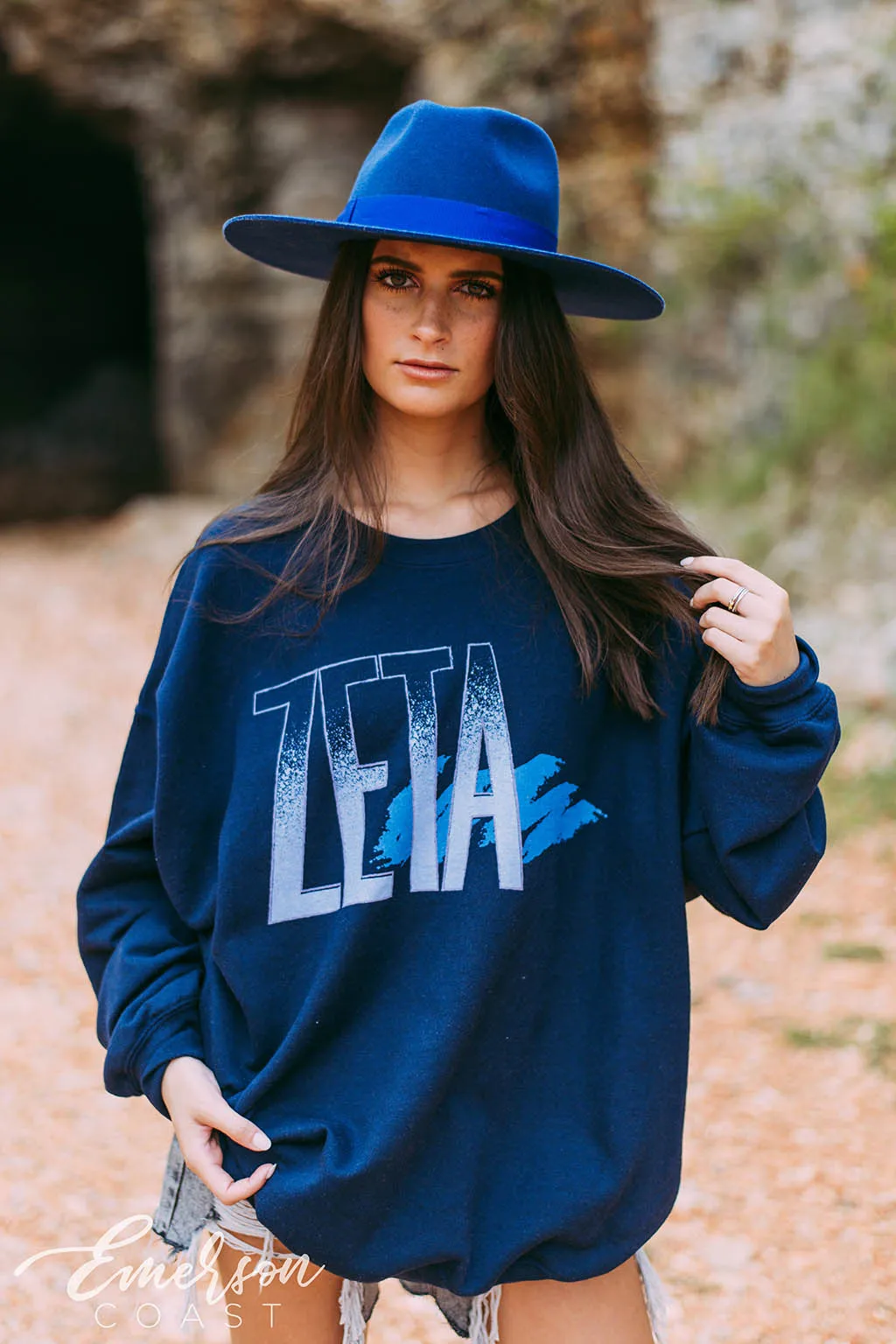 Zeta Tau Alpha Navy Oversized Sweatshirt
